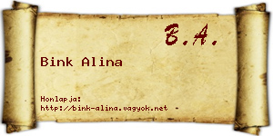 Bink Alina névjegykártya